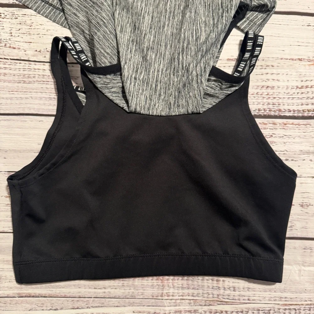 Nike Dri-FIT Tank Top Shirt w/ Sport Bra Black Youth Girls‎ Size XL